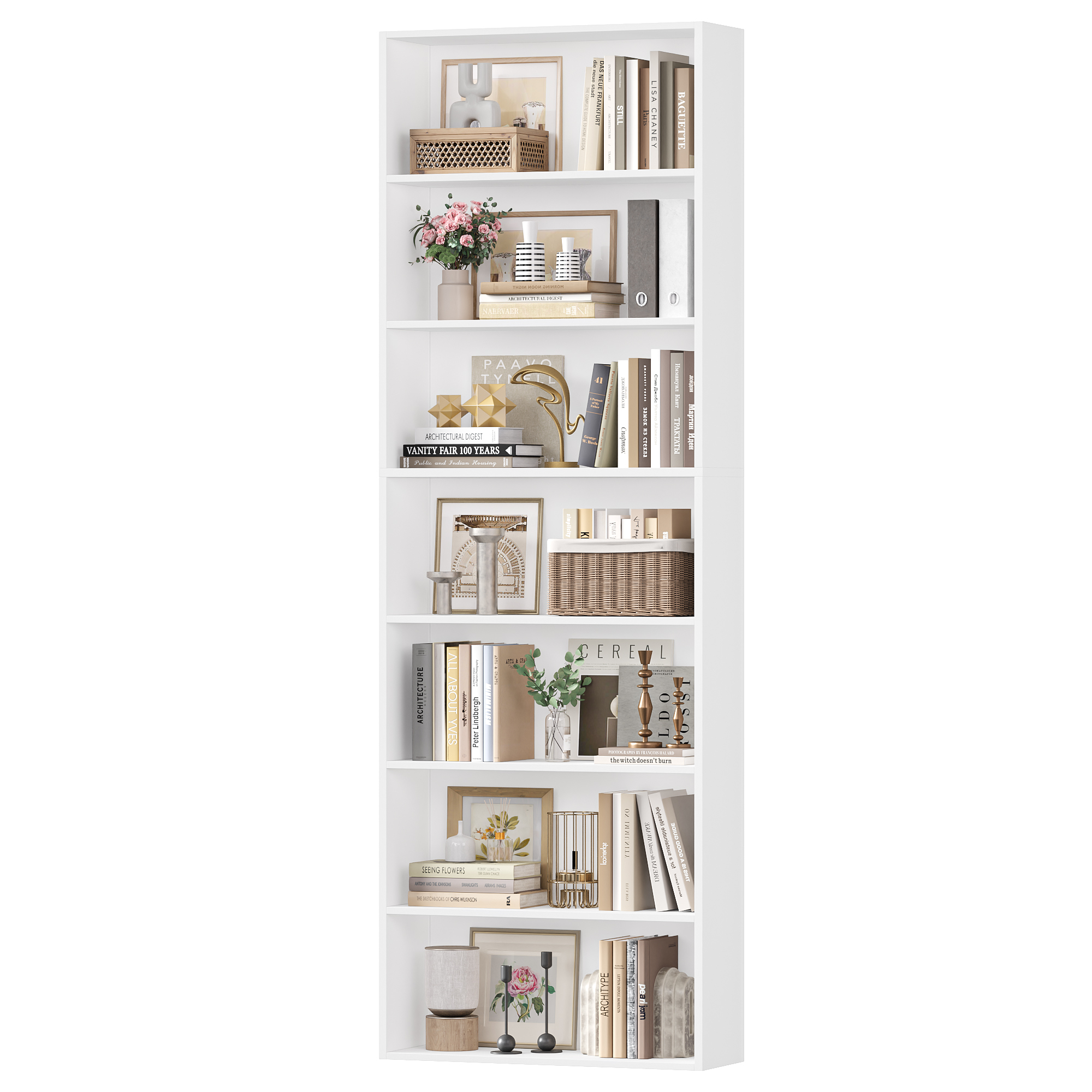 Homfa 7-Tier Tall Bookcase, 82 Inch, White photo 4