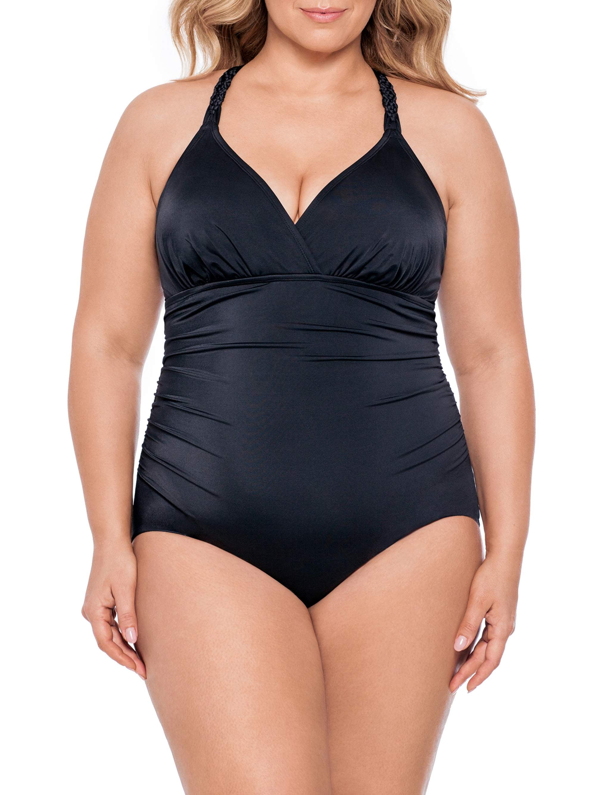 black wrap one piece swimsuit