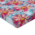 thumbnail image 4 of Ambesonne Colorful Fitted Sheet, Summer Fun Flowers Dots, Twin XL Size, Hot Pink Blue and Mustard, 4 of 5