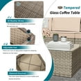 thumbnail image 6 of Walsunny 7 Piece Outdoor Patio Conversation Set, Rattan Sectional Sofa Set, All-Weather Outdoor Modern Sectional Furniture Wicker Couch with Glass Coffee Table, for Patio Deck Garden Pool,Khaki, 6 of 7