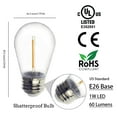 thumbnail image 3 of S14 LED 1 Watt (11 Watt Equivalent), String Light Bulb Replacement, Warm White (2200K) E26/Medium (Standard) Base (Set Of 24), 3 of 6