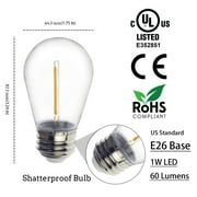S14 LED 1 Watt (11 Watt Equivalent), String Light Bulb Replacement, Warm White (2200K) E26/Medium (Standard) Base (Set Of 24)
