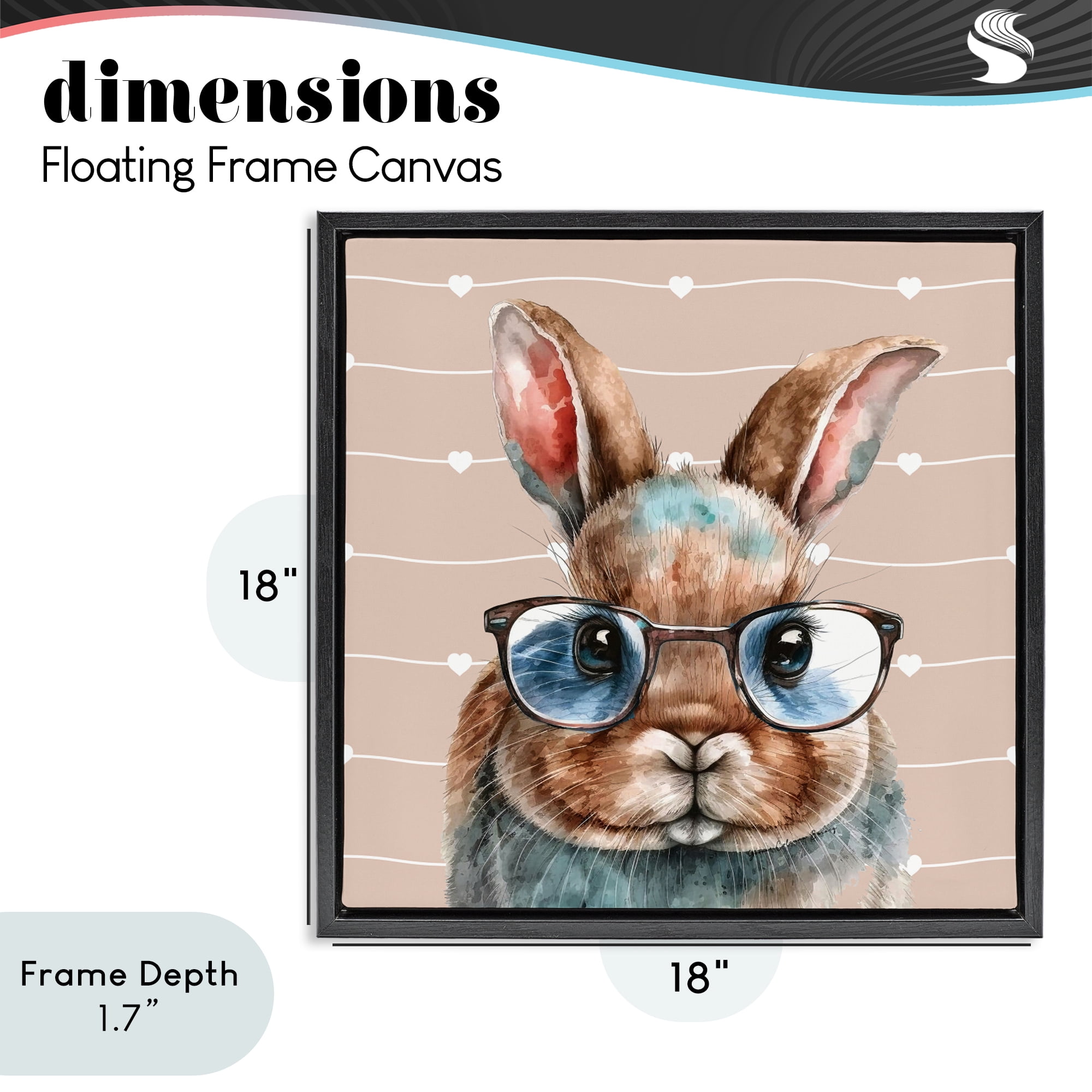Stupell Industries Buster Rabbit with Specs Black Framed Floater Canvas Wall Art, design by Yvonne Coleman Burney