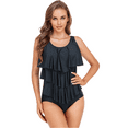 thumbnail image 1 of BIMEI One Piece Mastectomy Swimwear Pocketed Swimsuit Ruffle Bathing Suit 956,Black,4XL, 1 of 9