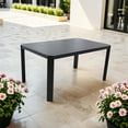 thumbnail image 5 of Noble House 59" Outdoor Aluminum Dining Table, Modern Slatted Top with Umbrella Hole, Angled Corners, Bourbon Brown, 5 of 5