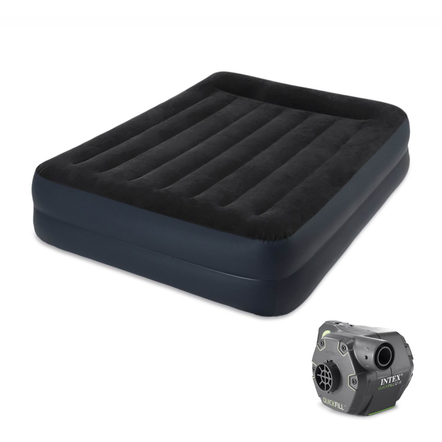 Intex 16.5 inch Queen Deluxe Pillow Rest Raised Airbed with Internal Pump Gray for sale online 