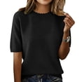 thumbnail image 2 of Duoif Womens Tops Women'S Short Sleeve Pullover Spring 2026 Fashion Crew Neck Knitted Shirt Elegant Lightweight Short Sleeve Pullover Spring Summer Black XXL, 2 of 4