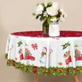 thumbnail image 2 of LFEEY Christmas Tablecloth Green Red Round 60 Inch, Washable Table Party Decoration, 2 of 6