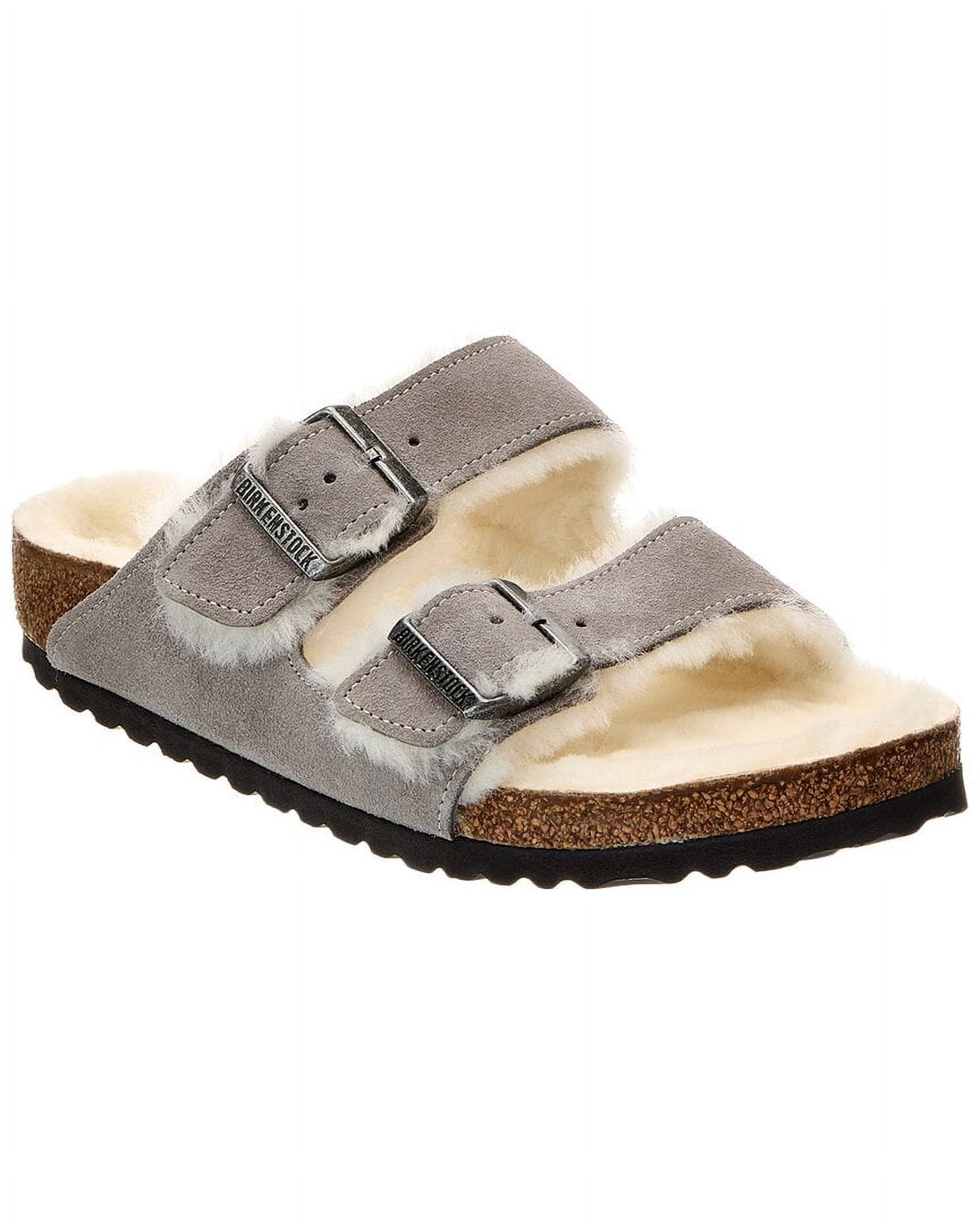 Birkenstock Women's Arizona Shearling Sandals, Stone Coin/Natural