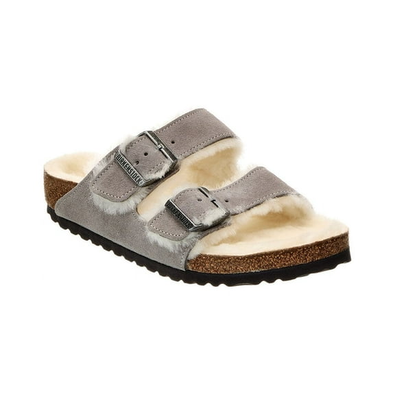 Birkenstock Arizona Suede & Shearling Sandal, 36, Grey