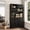 Black, variant on 71" Tall Bookcase with storage, 5-Tier Bookshelf with Door, Bookcase for Living Room Home Office, Black