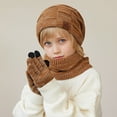 thumbnail image 2 of Kid Winter Hat Gloves and Scarf Set, Warm Beanie Hats Knitted Cap for Ages 4-10 Years Girls Boys, 2 of 6