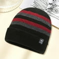 thumbnail image 4 of Fvsianol Winter Wear Knitted Hat Color blocking Knitted Hat Winter Knitted Hat Striped Color Matching Thick Elastic Warm Soft Windproof Soft slip Cold Resistant Men Outdoor Skiing, 4 of 9