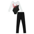 thumbnail image 4 of iEFiEL Kids Girls Figure Skating Dance Performance Outfit Long Sleeve Shiny Rhinestones Leotard with Leggings Gym Suit White&Black 12, 4 of 7