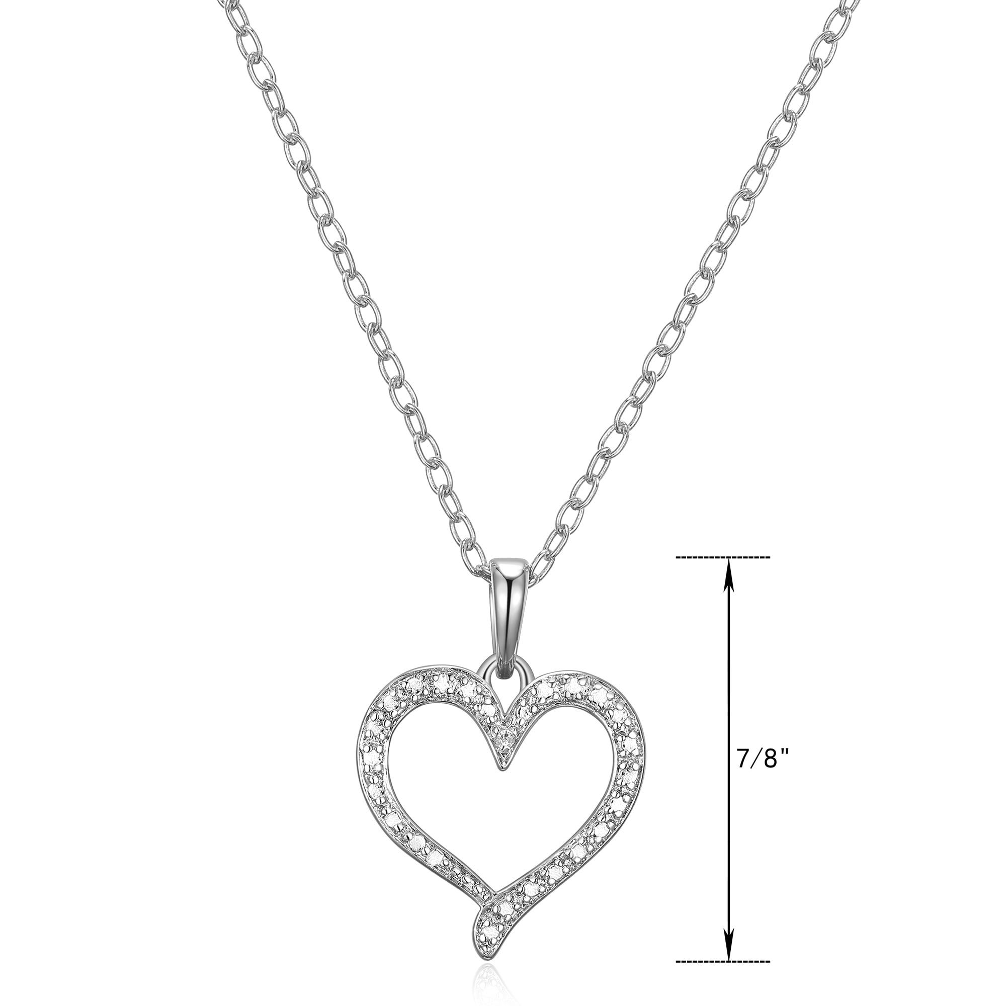★ROSEMONT★ Silver Black Heart Necklace RC24B34J Forever Facets Fine Silver Plated Silver Tone Classic Open