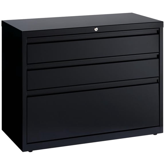Scranton & Co 36" 3-Drawer Modern Metal Lateral Filing Cabinet in Black