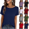 thumbnail image 7 of Dvprdro Womens Short Sleeve Crewneck T Shirts Solid Color Casual Basic Tees Summer Tops, 7 of 7