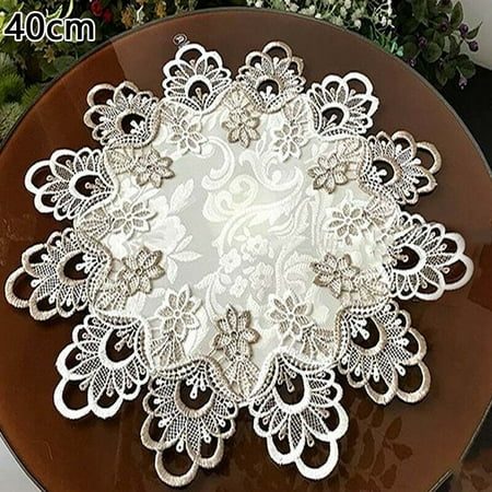 

Round Tablecloth Lace Floral Table Cover Dustproof Home Festival Table Cloth