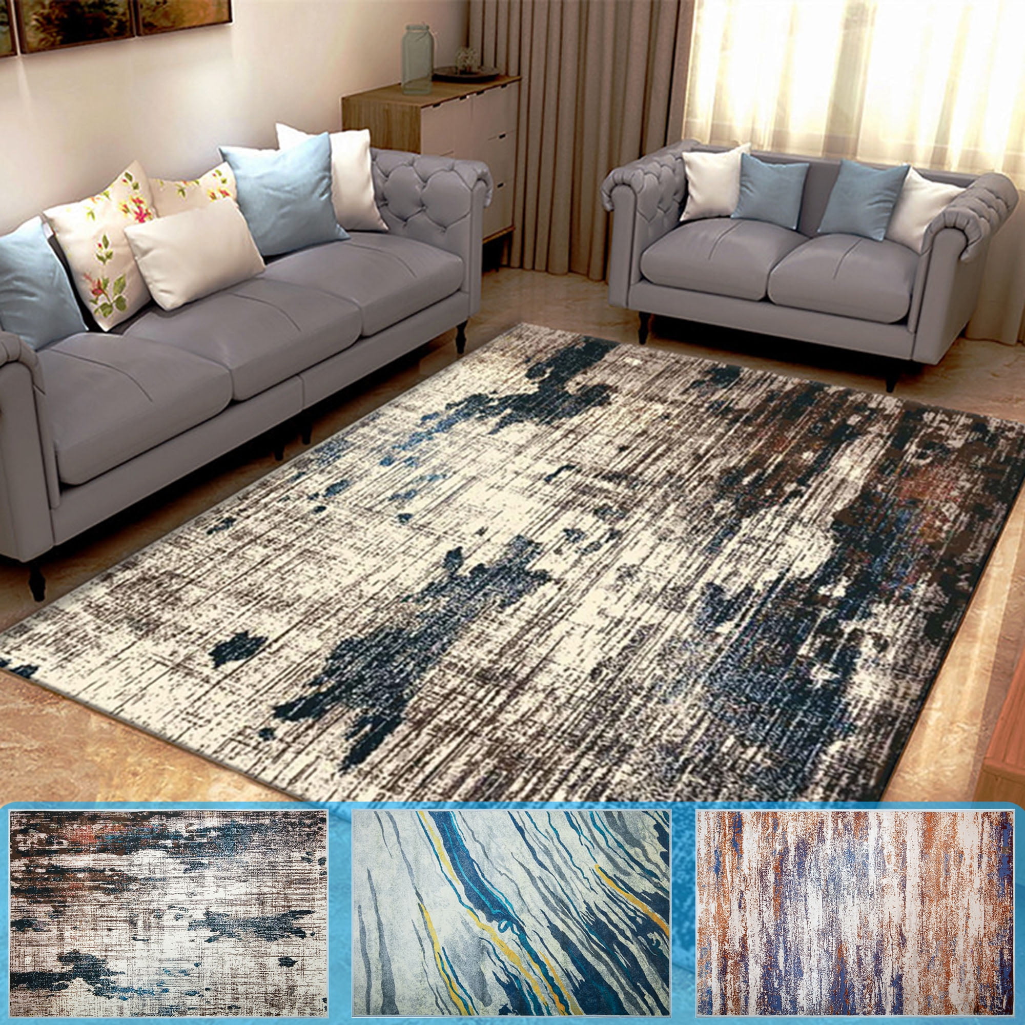 LELINTA Abstract Area Rug, Geometric Modern Area Rug, Neutral Color