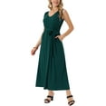 thumbnail image 4 of INSPIRE CHIC Women's Sleeveless Dresses Tie-Waist Casual Maxi Tank Dress with Pockets L Dark Green, 4 of 6