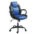 thumbnail image 2 of Poundex Furniture Faux Leather Office Chair  in  Black and Blue, 2 of 9