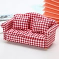 thumbnail image 3 of 1/12 Scale Miniature Dollhouse Seat Sofa Armchair, Dolls House Furniture Couch, White And Pattern, 3 of 8
