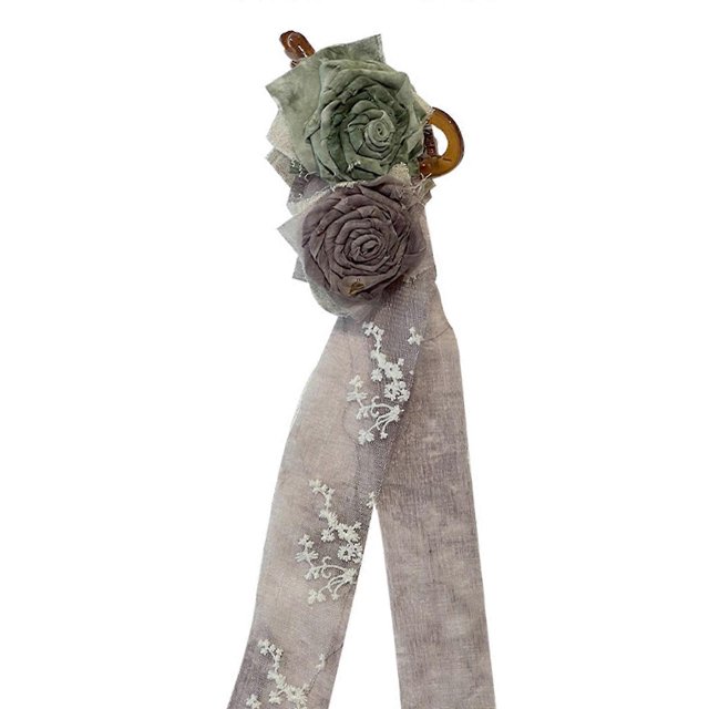 Long Ribbon Decor Flower Shape Hair Claw Hot Girls Hanfu Chinese Style Flower Ponytail Hair Clip for Woman Girls