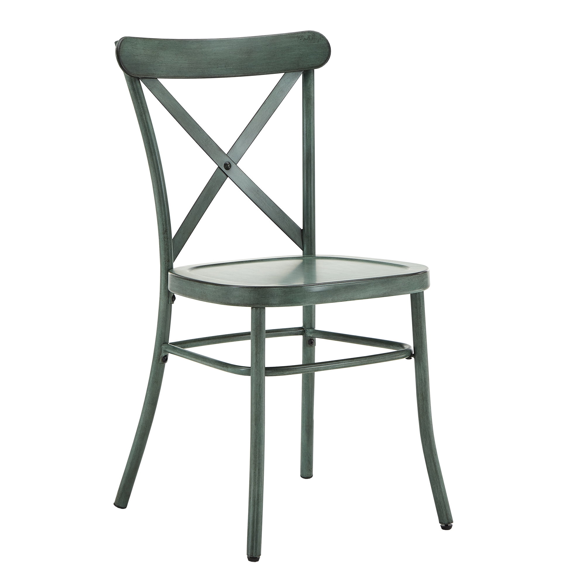 Weston Home Perry X-Back Metal Dining Chairs, Set of Two, Antique Sage