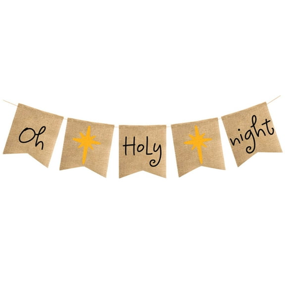 HEMOTON oh-holy-night Printed Bunting Banner Christmas Tree Garland Holiday Bunting  Indoor Outdoor Banner Christmas Home Party Decorations(Large Size)