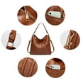 thumbnail image 2 of Sendfen Women's Leather Hobo Bag with Wristlets Crossbody bag, Brown, 3-Piece, 2 of 6