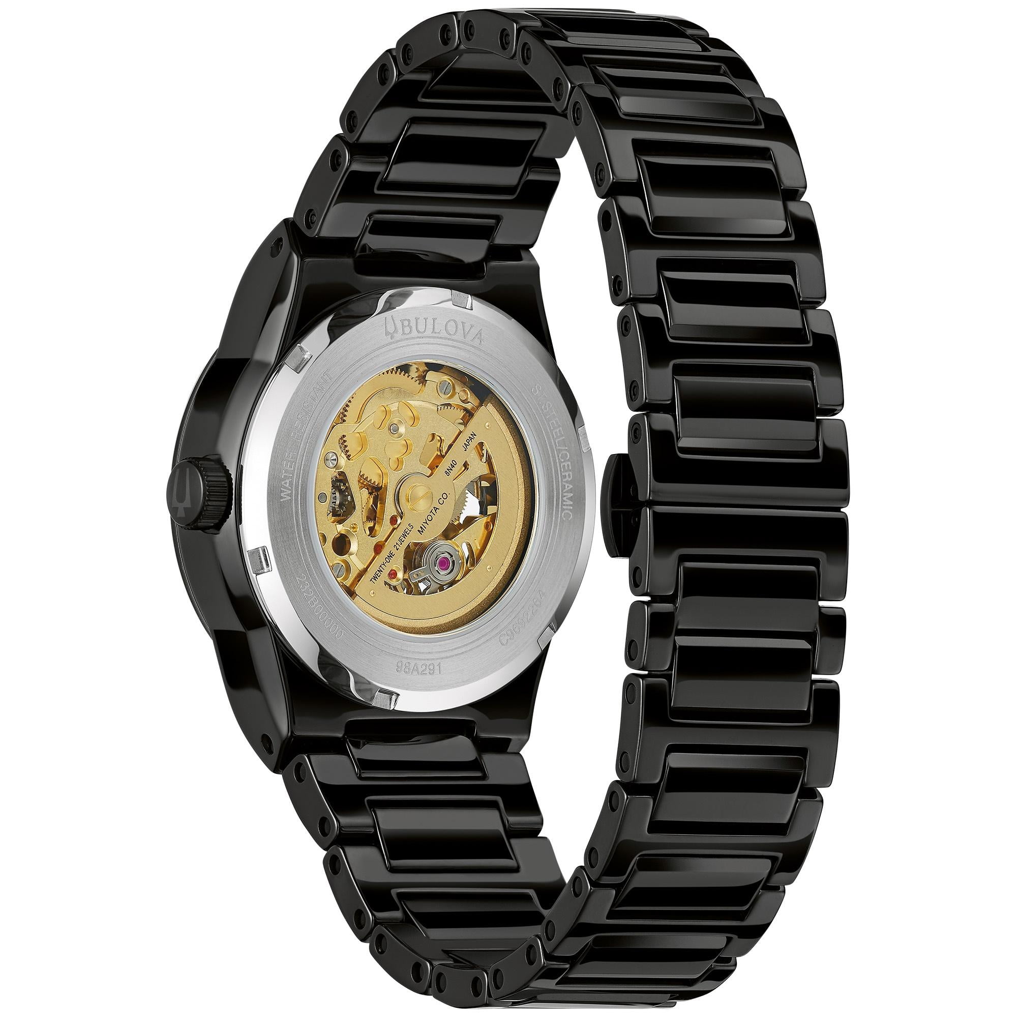 Bulova Men s Millennia Black Ceramic Automatic Watch 98A291 Walmart