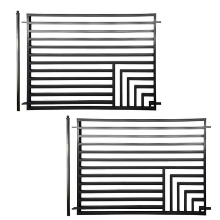 ALEKO Lot of 2 Garden Yard Modern Florence Style Steel Fence 8 x 5 ft Black
