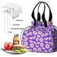 thumbnail image 4 of Daisy Pioneer Flower Purple Pattern Drawstring Insulated Lunch Bag for Women, Stain-Resistant Large Lunch Tote with Multi-Pockets for Work Office, 4 of 6