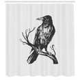 thumbnail image 3 of Ambesonne Black Crow Shower Curtain, Bird on Bare Branch Art, 69"Wx75"L, Charcoal Grey Pale Grey, 3 of 3