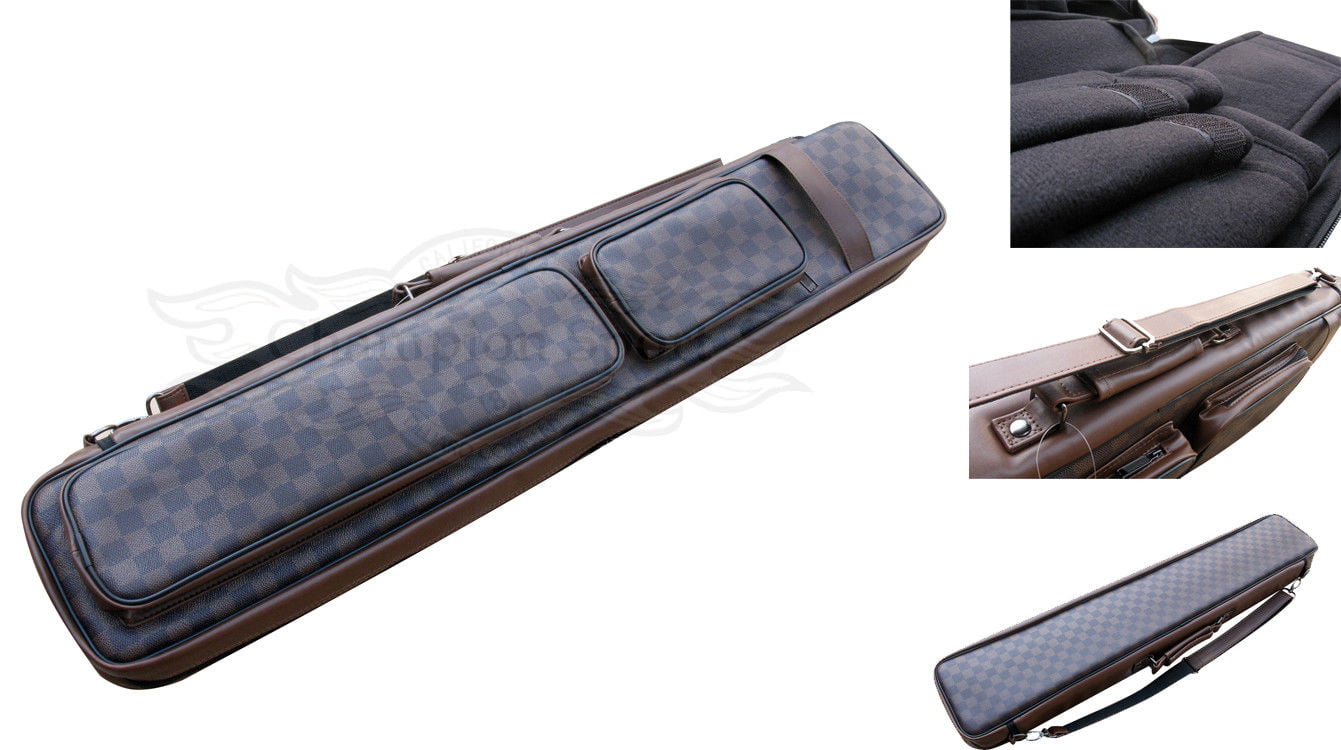 Details about   New Lucasi LC4 2x4 Brown Leatherette Case Holds 2 Pool Cue Case Cues! 
