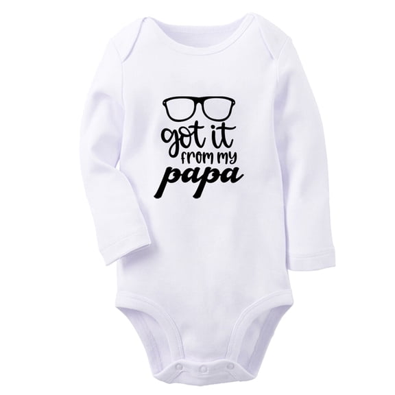 I Got it From My Papa Funny Rompers, Newborn Baby Unisex Bodysuits, Infant Jumpsuits, Toddler 0-12 Months Kids Long Sleeves Oufits (White, 6-12 Months)
