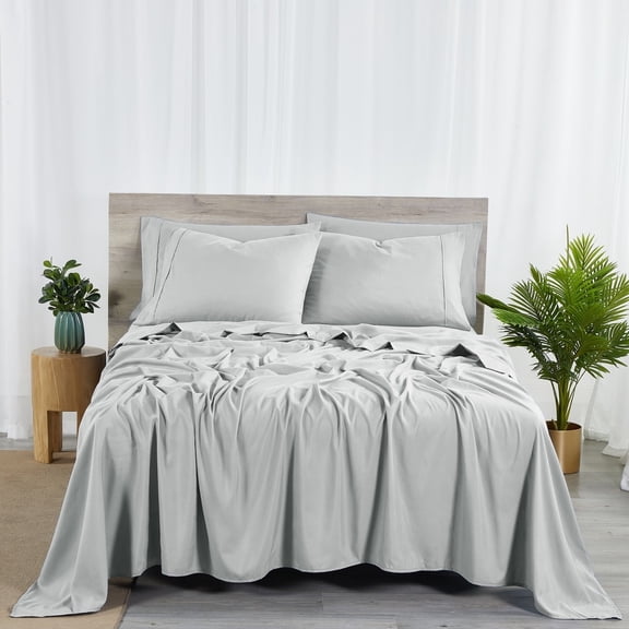BIBB HOME 2000 COUNT 6-PIECE RAYON FROM BAMBOO SHEET SET KING - SILVER