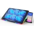 thumbnail image 1 of Laptop Cooling Pad, Laptop Cooler with 6 Quiet Fans for 15.6-17 Inch Gaming Fan Stable Stand, 7 Height Adjust, RGB Light 10 Modes, Switch Control Fan Speed, 2 USB Port & Phone Holder, 2021, 1 of 5