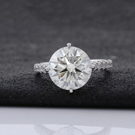 solitaire jewels 5CT Round Moissanite Hidden Halo Engagement Ring For Women, 14K Yellow Gold