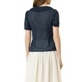 thumbnail image 3 of INSPIRE CHIC Women's Casual Bow Tie Pleated Neckline Swiss Dots Short Sleeve Blouse, 3 of 6