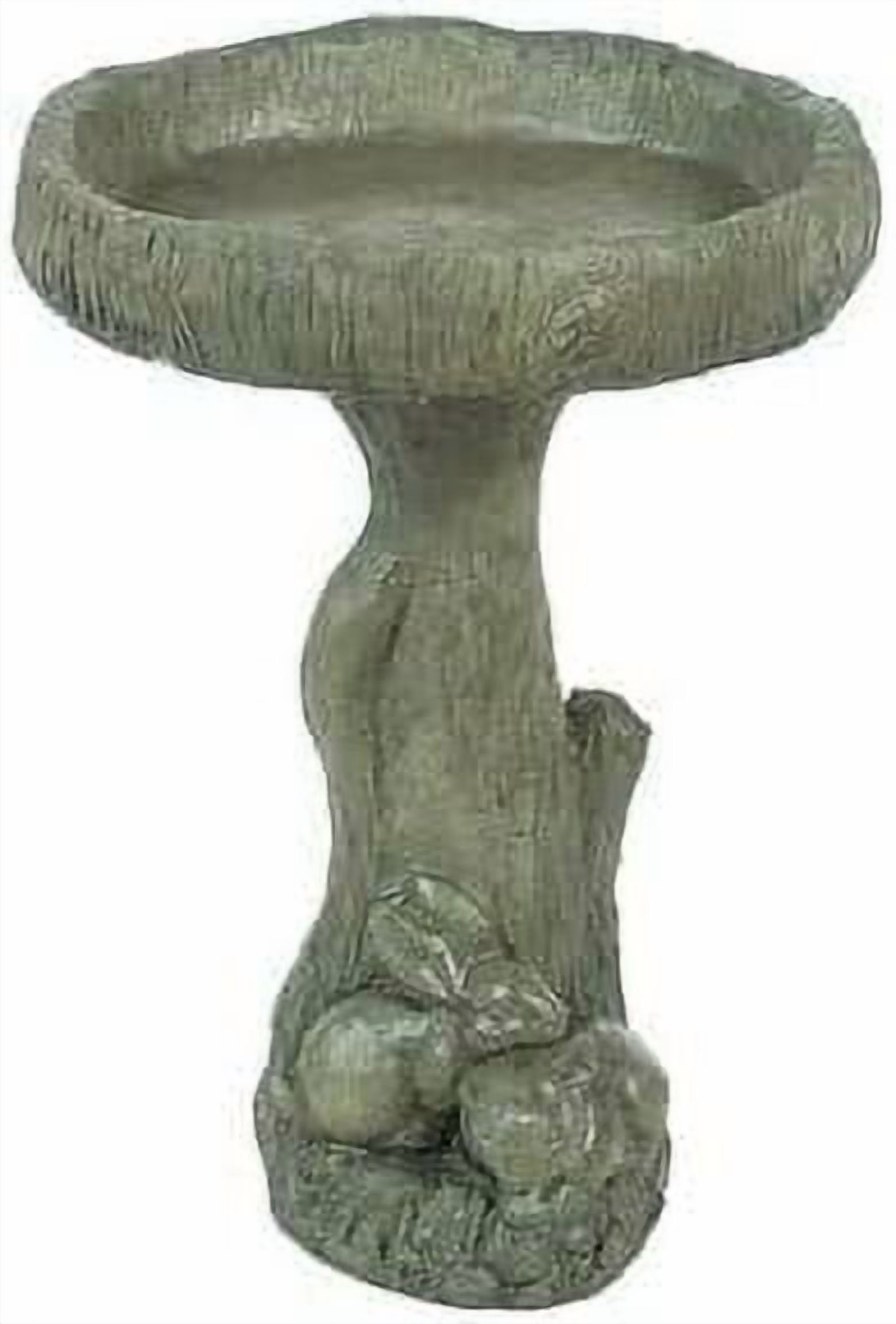 Solid Rock Stoneworks Double Bunnies/Tiny Wood Birdbath - Slate - 24" Tall x 16" Dia