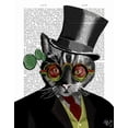thumbnail image 2 of Fab Funky 12x14 Gold Ornate Wood Framed with Double Matting Museum Art Print Titled - Steampunk Cat - Top Hat and red yellow glasses, 2 of 4