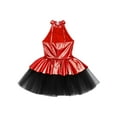thumbnail image 4 of IEFIEL Kids Girls Sparkly Sequins Ballet Tutus Dance Wear Halter Mesh Backless Modern Jazz Dance Dress Red 14, 4 of 5