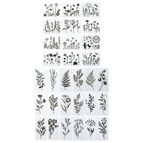 Milue 30pcs/set Flower Stencil Spray Painting Template DIY Wall Window Floor Decor