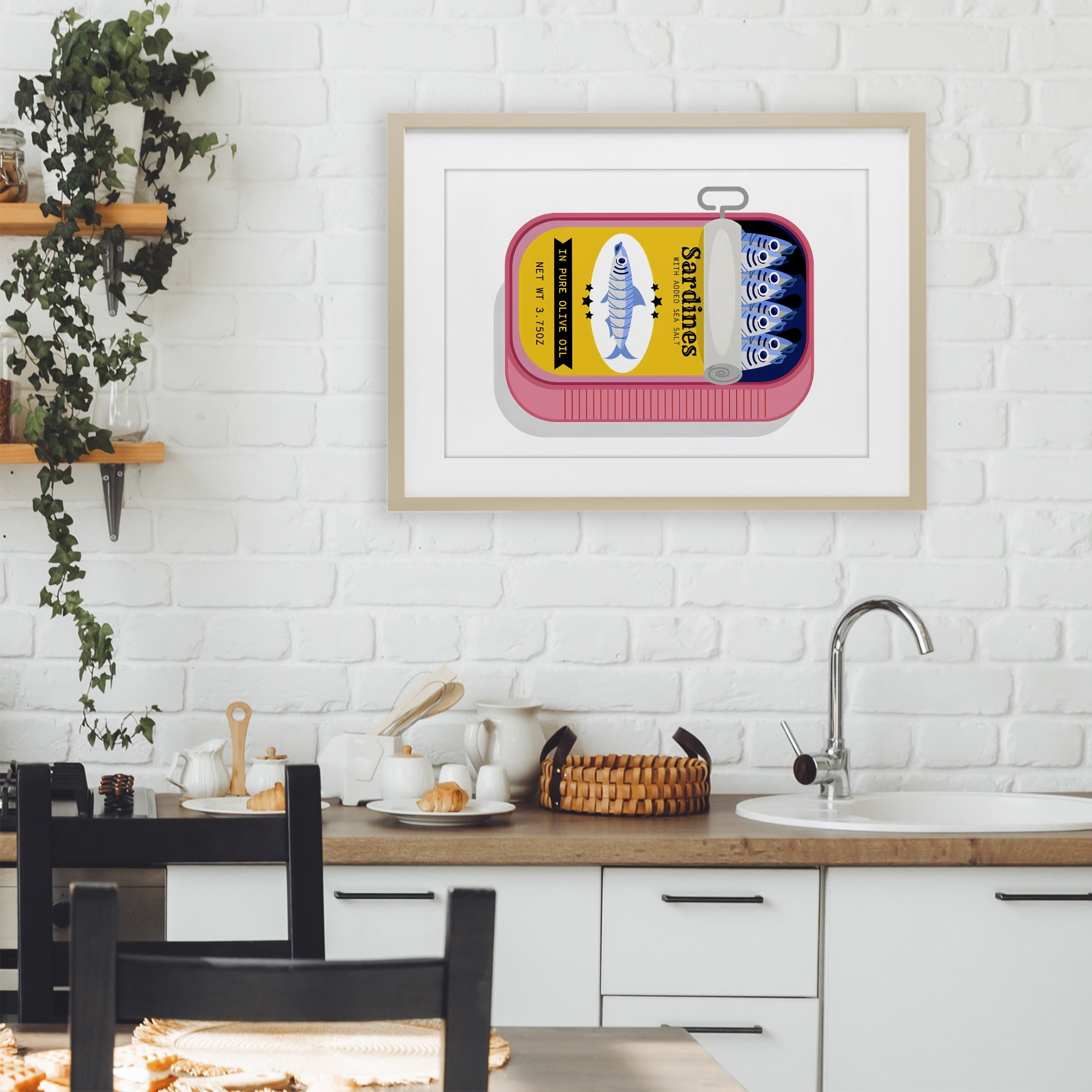 Stupell Industries Retro Can of Sardines Birch Framed Print Under Glass, design by Creative Studio