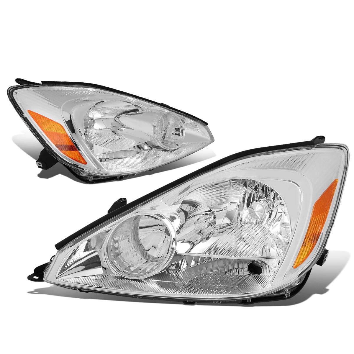 For 2004 to 2005 Toyota Sienna Pair Headlight Chrome Housing Amber