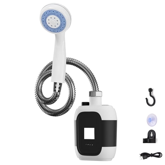 portable camping shower with adjustable flow portable showerhead with,USB Charging,for Camping Hiking, Beach & Pet Bathing