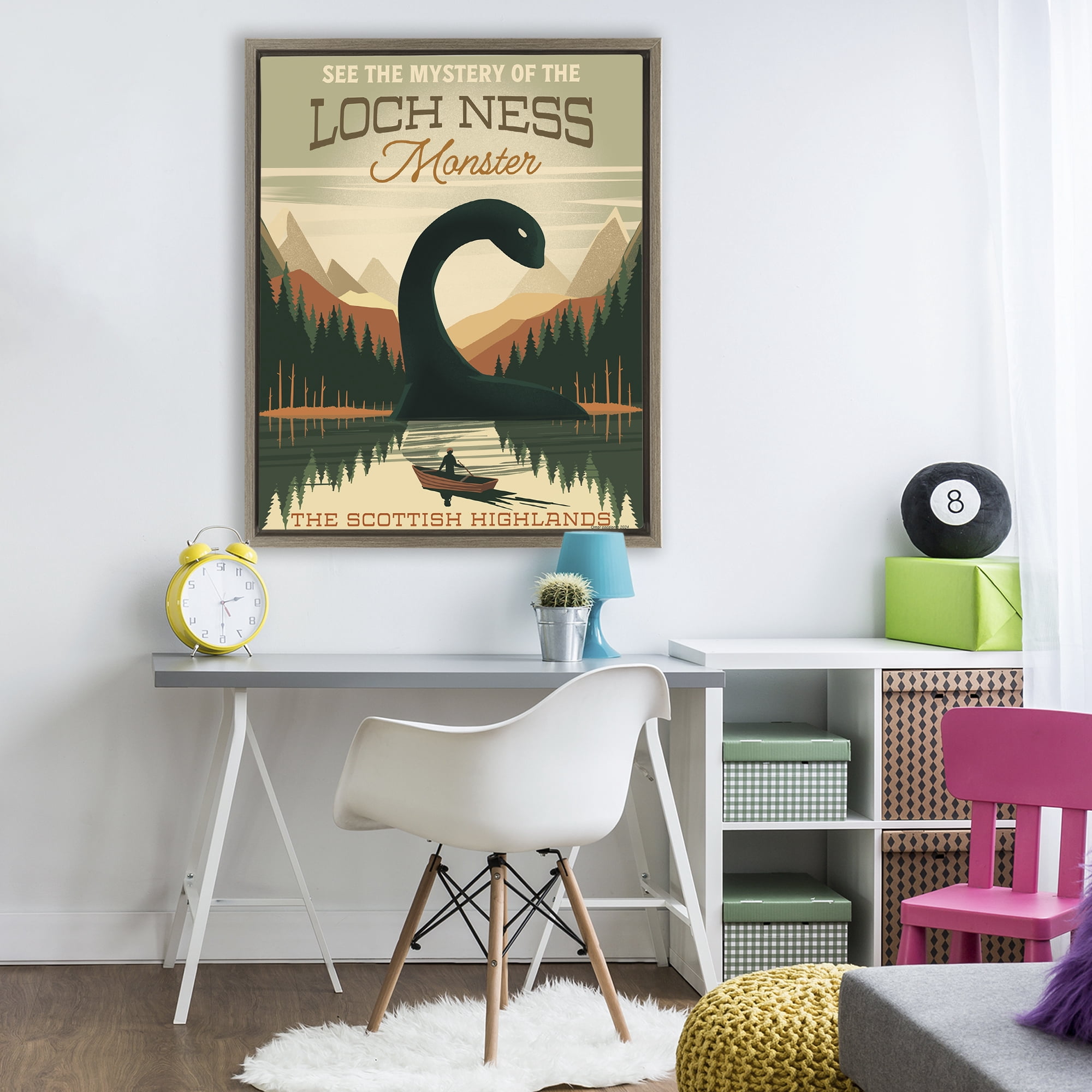 Stupell Industries Folklore Monster Tourism Brown Framed Floater Canvas Wall Art, design by Omar Escalante