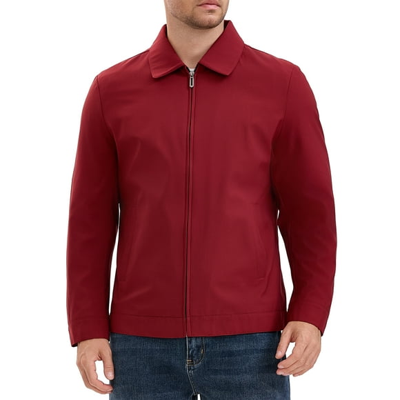 CHAQUETA CASUAL DE LARGO MANGA CON SOLAPA Y CREMALLERA COMPLETA PARA HOMBRE XL ROJA