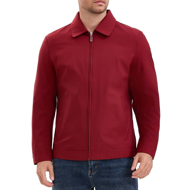 CHAQUETA CASUAL DE LARGO MANGA CON SOLAPA Y CREMALLERA COMPLETA PARA HOMBRE XL ROJA